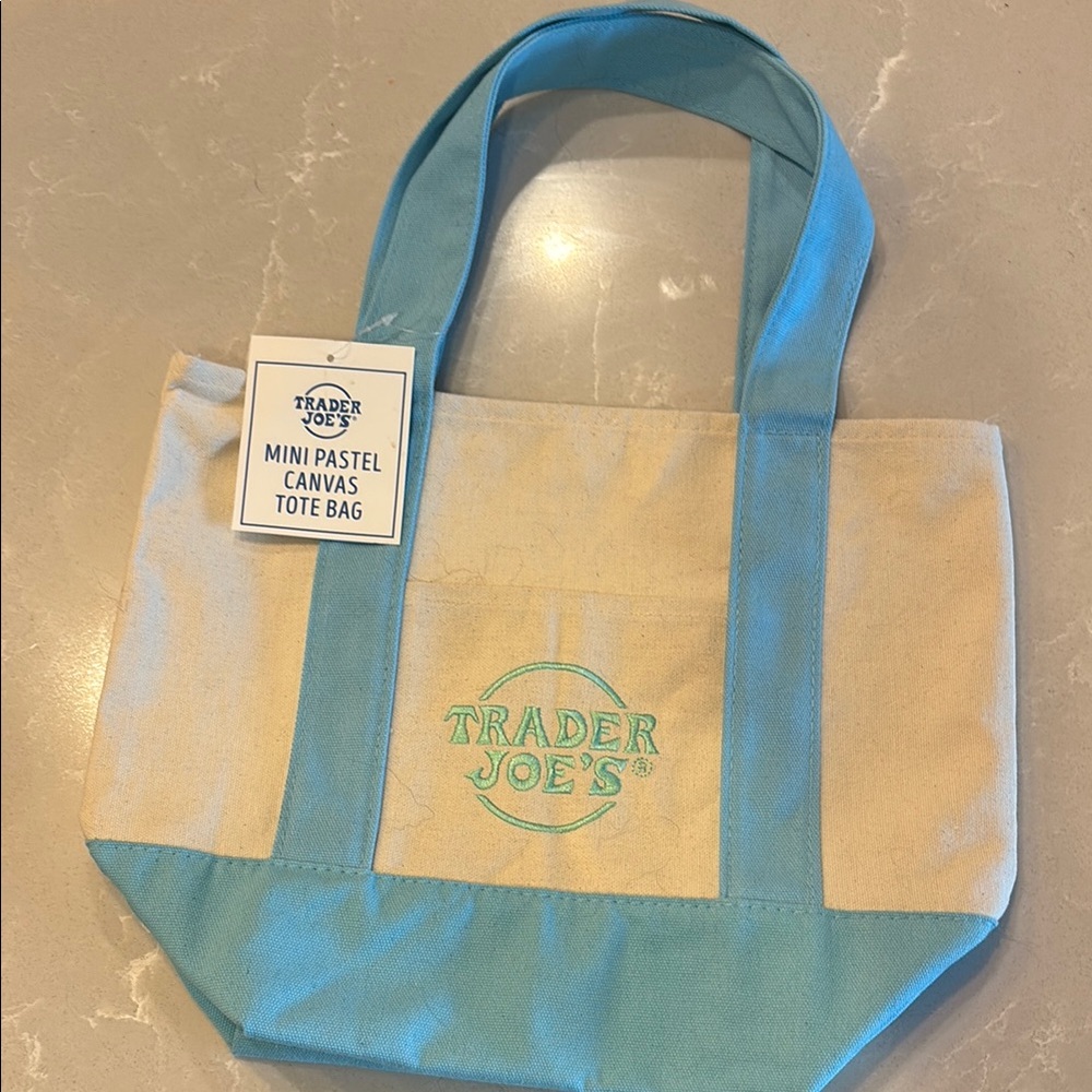 Trader Joe’s Mini Pastel Blue Canvas Tote Bag- Sold Out in stores!
